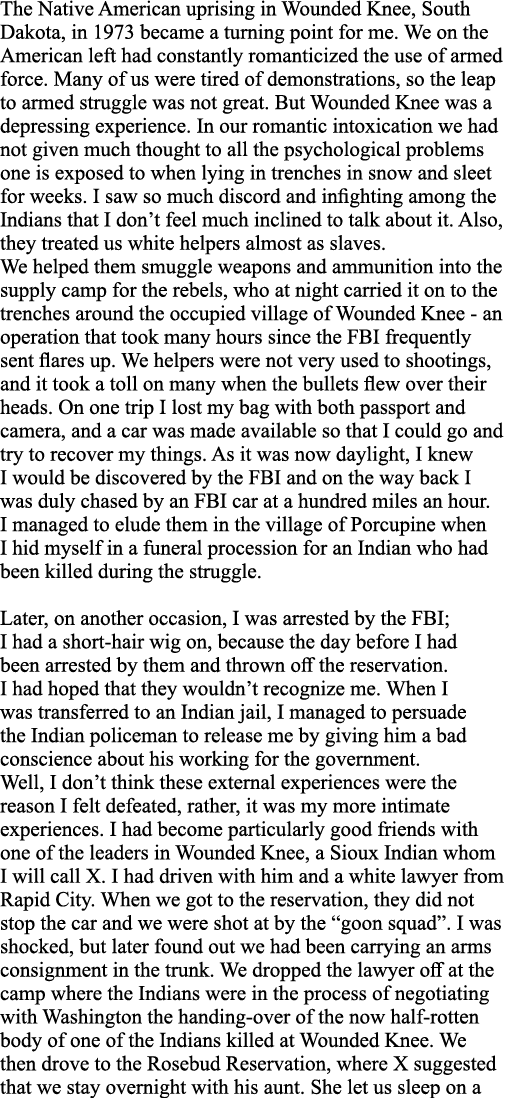The Native American uprising in Wounded Knee, South Dakota, in 1973 became a turning point for me  We on the American   