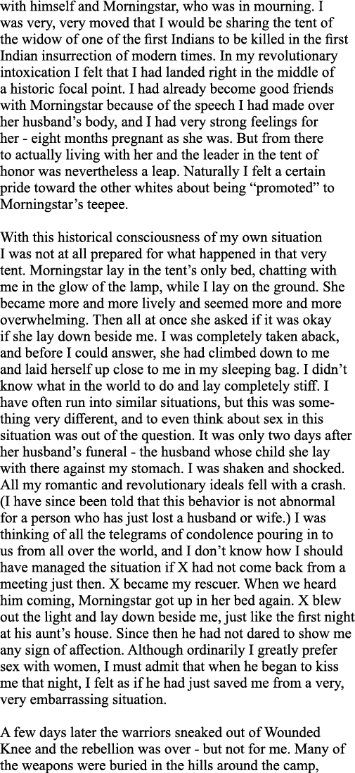 with himself and Morningstar, who was in mourning  I was very, very moved that I would be sharing the tent of the wid   