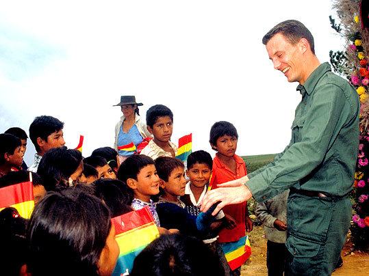 Prince Joachim with the children of Bolivia