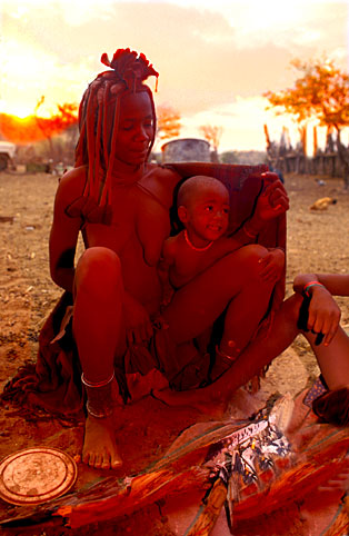 Mother and child at fire