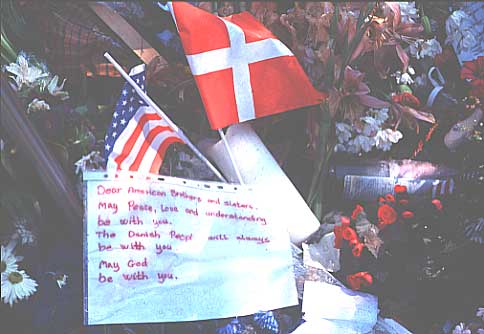 Dear American Brothers and Sisters. May peace, love and understanding be with you. The Danish people will always be with you. May God be with you.