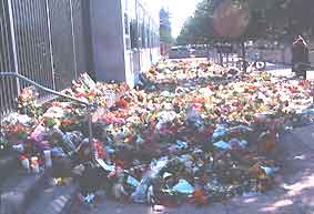 Flowers in front of American embassy in Copenhagen