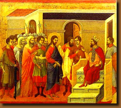 Jesus before Herod Antipas by Duccio di Buoninsegna 1308