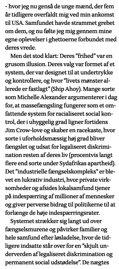 - hvor jeg nu genså de unge mænd, der fem år tidligere overfaldt mig ved min ankomst til USA  Samfundet havde stramme   