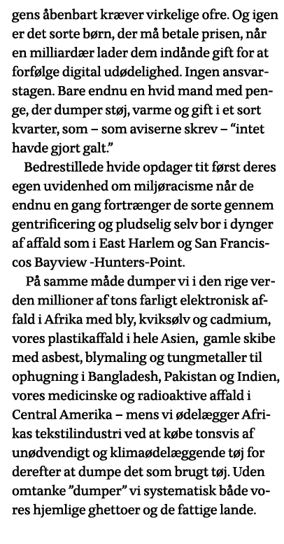 gens åbenbart kræver virkelige ofre  Og igen er det sorte børn, der må betale prisen, når en milliardær lader dem ind   