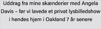 Uddrag fra mine skænderier med Angela Davis   før vi lavede et privat lysbilledshow i hendes hjem i Oakland 7 år senere
