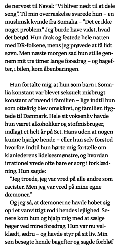 de nervøst til Naval:  Vi bliver nødt til at dele seng   Til min overraskelse svarede hun   en muslimsk kvinde fra So   