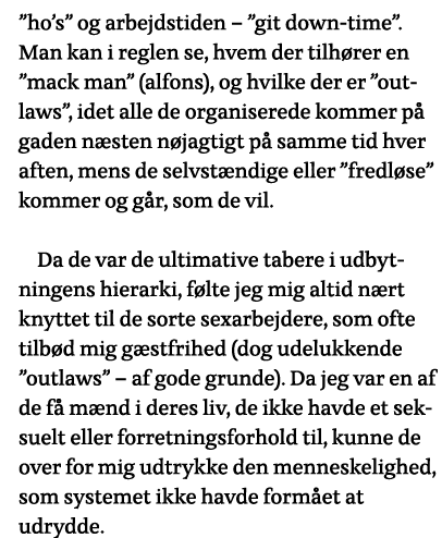  ho s  og arbejdstiden    git down-time   Man kan i reglen se, hvem der tilhører en  mack man  (alfons), og hvilke de   