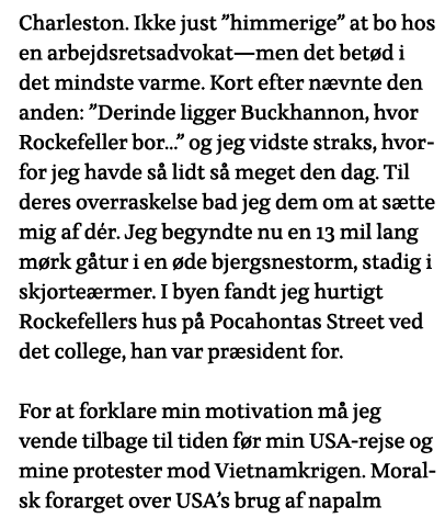 Charleston  Ikke just  himmerige  at bo hos en arbejdsretsadvokat—men det betød i det mindste varme  Kort efter nævnt   