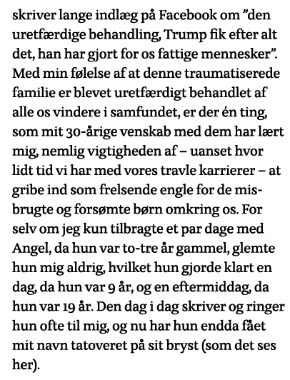 skriver lange indlæg på Facebook om  den uretfærdige behandling, Trump fik efter alt det, han har gjort for os fattig   
