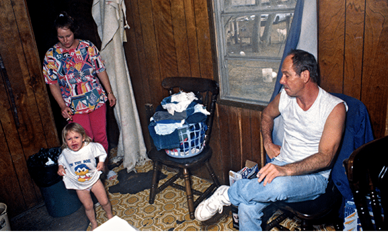 Angel mistreated by Connie, who was herself mistreated by her father to the right