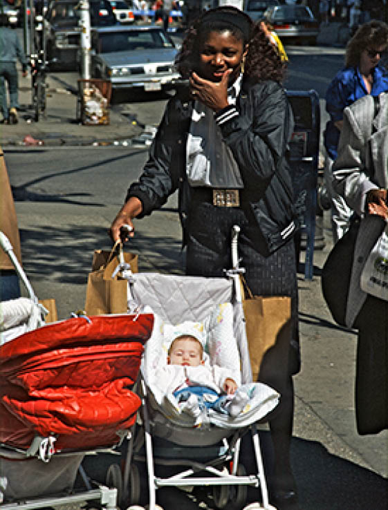 Jamaican with white child in stroller NY