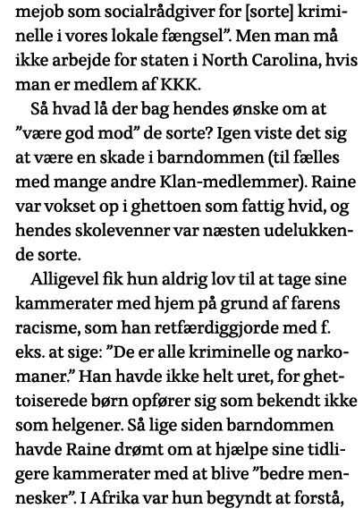 mejob som socialrådgiver for  sorte  kriminelle i vores lokale fængsel   Men man må ikke arbejde for staten i North C   