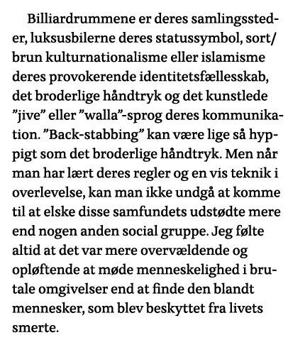  Billiardrummene er deres samlingssteder, luksusbilerne deres statussymbol, sort brun kulturnationalisme eller islami   