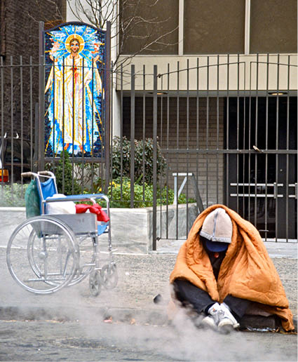 1974 - NYC  Homeless outside church 
