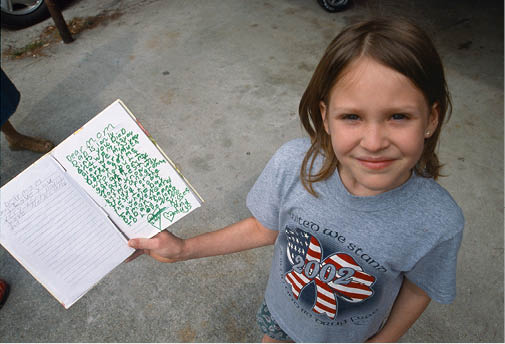 Angel with letters to her mom about being a better child