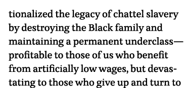 tionalized the legacy of chattel slavery by destroying the Black family and maintaining a permanent underclass—profit   