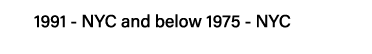 1991 - NYC and below 1975 - NYC