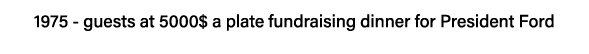 1975 - guests at 5000  a plate fundraising dinner for President Ford