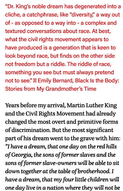  Dr  King s noble dream has degenerated into a cliche, a catchphrase, like  diversity,  a way out of - as opposed to    