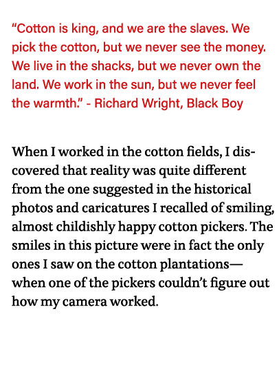   Cotton is king, and we are the slaves  We pick the cotton, but we never see the money  We live in the shacks, but w   