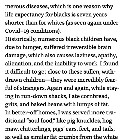 merous diseases, which is one reason why life expectancy for blacks is seven years shorter than for whites (as seen a   