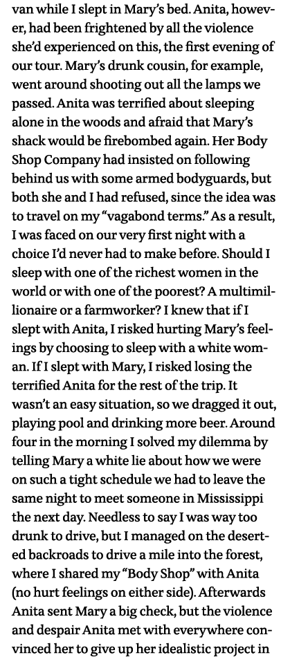 van while I slept in Mary s bed  Anita, however, had been frightened by all the violence she d experienced on this, t   