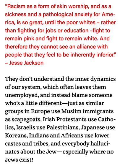  Racism as a form of skin worship, and as a sickness and a pathological anxiety for America, is so great, until the p   