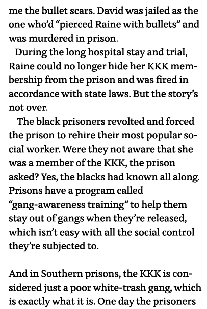 me the bullet scars  David was jailed as the one who d  pierced Raine with bullets  and was murdered in prison    Dur   