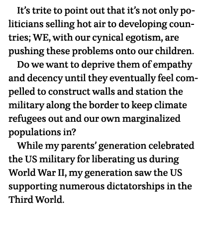 It s trite to point out that it s not only politicians selling hot air to developing countries; WE, with our cynical    