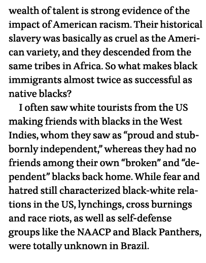 wealth of talent is strong evidence of the impact of American racism  Their historical slavery was basically as cruel   