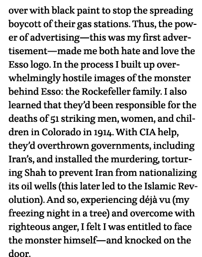 over with black paint to stop the spreading boycott of their gas stations  Thus, the power of advertising—this was my   