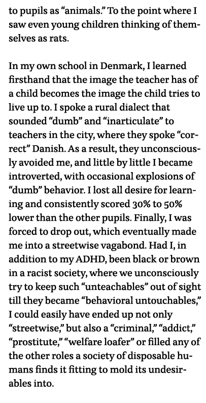 to pupils as  animals   To the point where I saw even young children thinking of themselves as rats  In my own school   