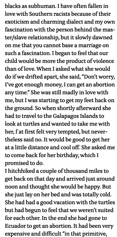 blacks as subhuman  I have often fallen in love with Southern racists because of their exoticism and charming dialect   