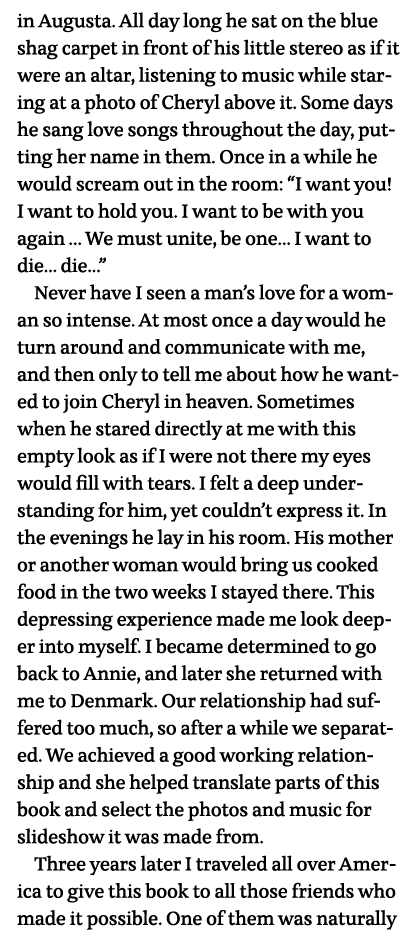 in Augusta  All day long he sat on the blue shag carpet in front of his little stereo as if it were an altar, listeni   