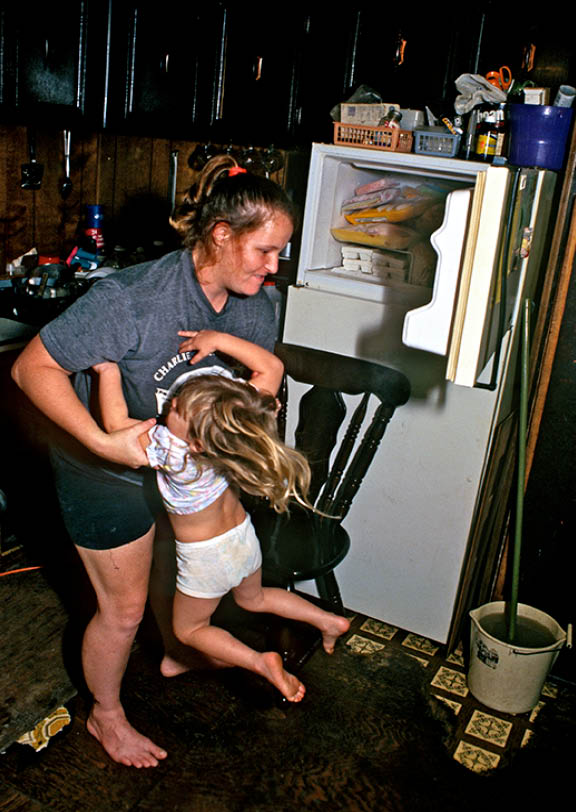 Connie beating up two-year-old Angel