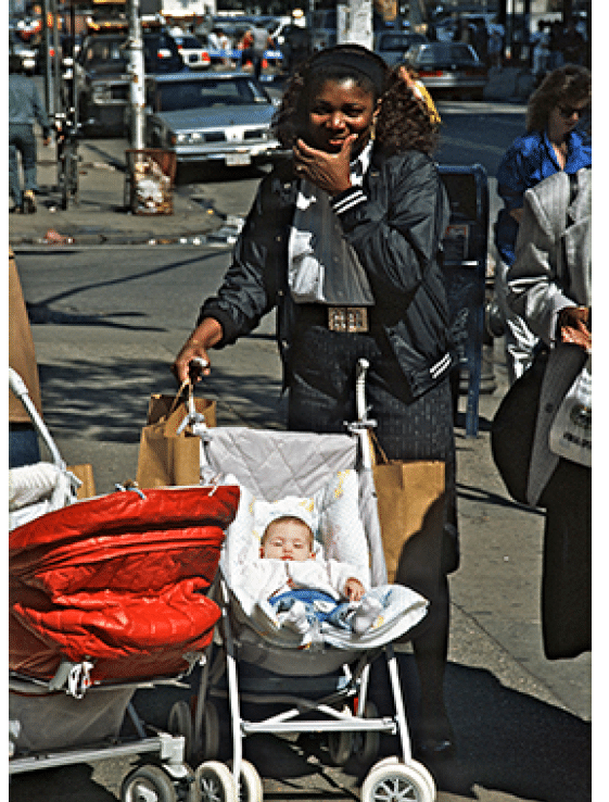 Jamaican with white child in stroller NY
