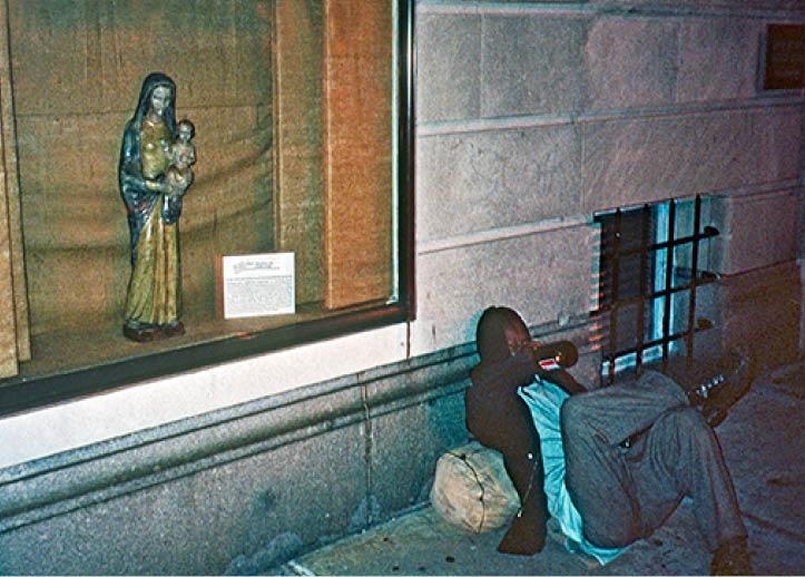 1974 - NYC  Homeless outside church 