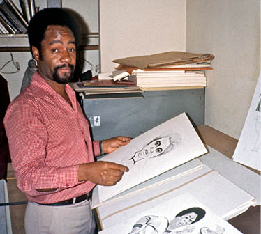 1974 -Emory Douglass in BPP headquarter in Oakland 