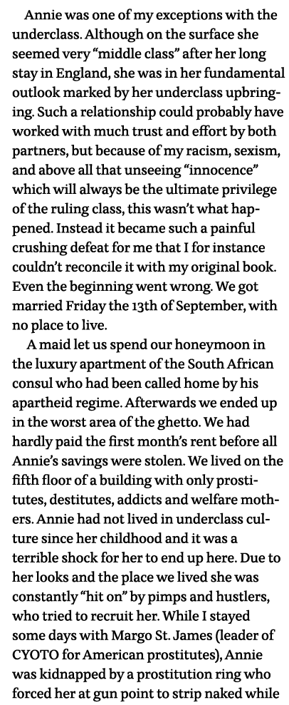 Annie was one of my exceptions with the underclass  Although on the surface she seemed very  middle class  after her    