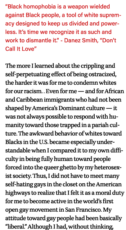  Black homophobia is a weapon wielded against Black people, a tool of white supremacy designed to keep us divided and   