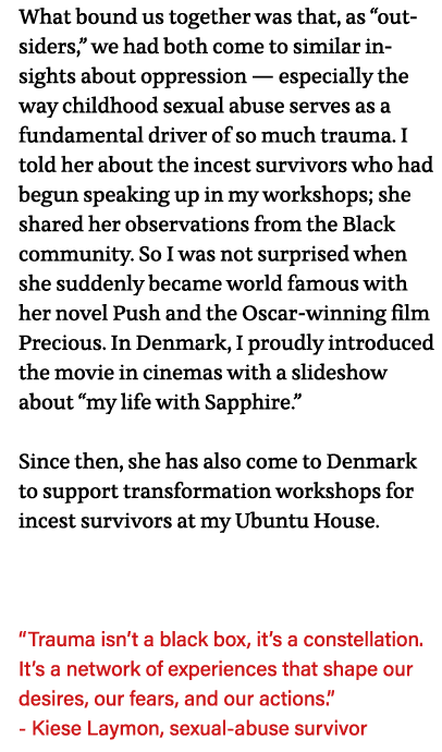 who was already known as a feminist slam poet and activist in United Lesbians of Color for Change  Sapphire and I bec   