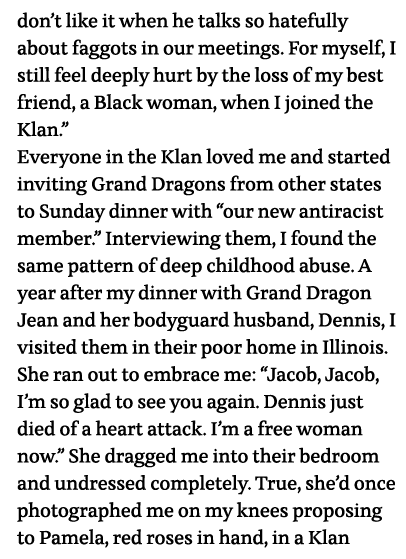 don t like it when he talks so hatefully about faggots in our meetings  For myself, I still feel deeply hurt by the l   