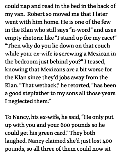 could nap and read in the bed in the back of my van  Robert so moved me that I later went with him home  He is one of   