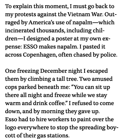 To explain this moment, I must go back to my protests against the Vietnam War  Outraged by America s use of napalm—wh   