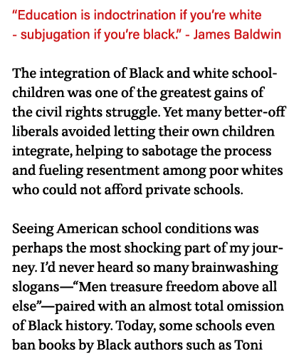  Education is indoctrination if you re white - subjugation if you re black   - James Baldwin The integration of Black   