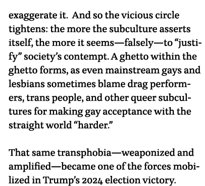 exaggerate it  And so the vicious circle tightens: the more the subculture asserts itself, the more it seems—falsely—   