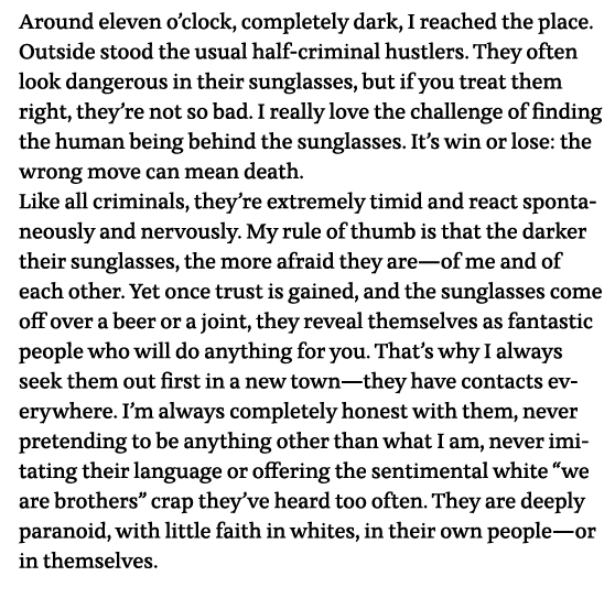 Around eleven o clock, completely dark, I reached the place  Outside stood the usual half-criminal hustlers  They oft   