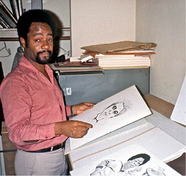 1974 -Emory Douglass in BPP headquarter in Oakland 