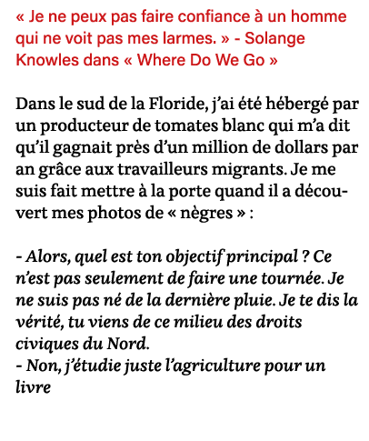   Je ne peux pas faire confiance à un homme qui ne voit pas mes larmes    - Solange Knowles dans   Where Do We Go   D   